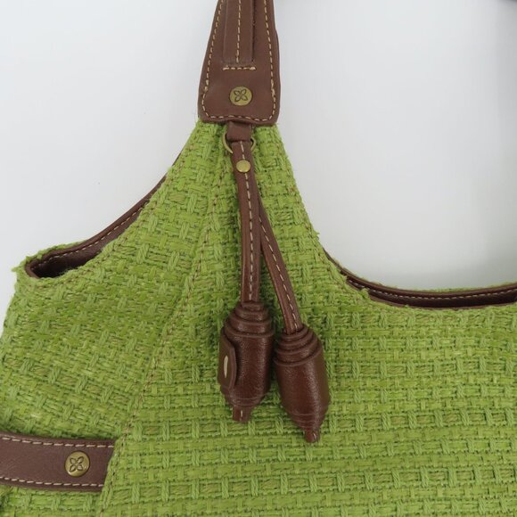 Y2K Relic Green Tweed Faux Brown Leather Hobo Shoulder Handbag Purse Bag NEW NWT - Picture 2 of 12
